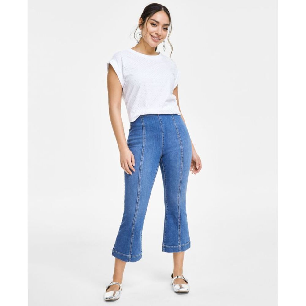 INC International Concepts Petite Pull-On Cropped Flare Jeans